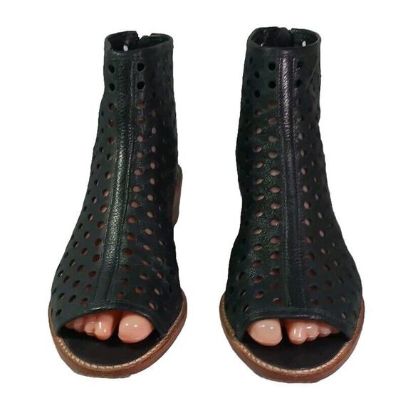 Loeffler Randall Ione Booties Perforated Open Toe Women's Size 10 Black Leather - Picture 3 of 10